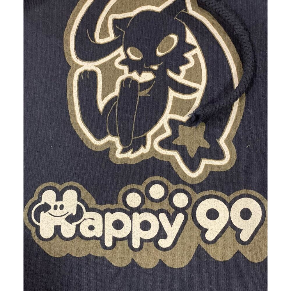 Happy99 Puff Print Black & Beige Graphic Hoodie Sz X-Small -Excellent Condition - Picture 11 of 15